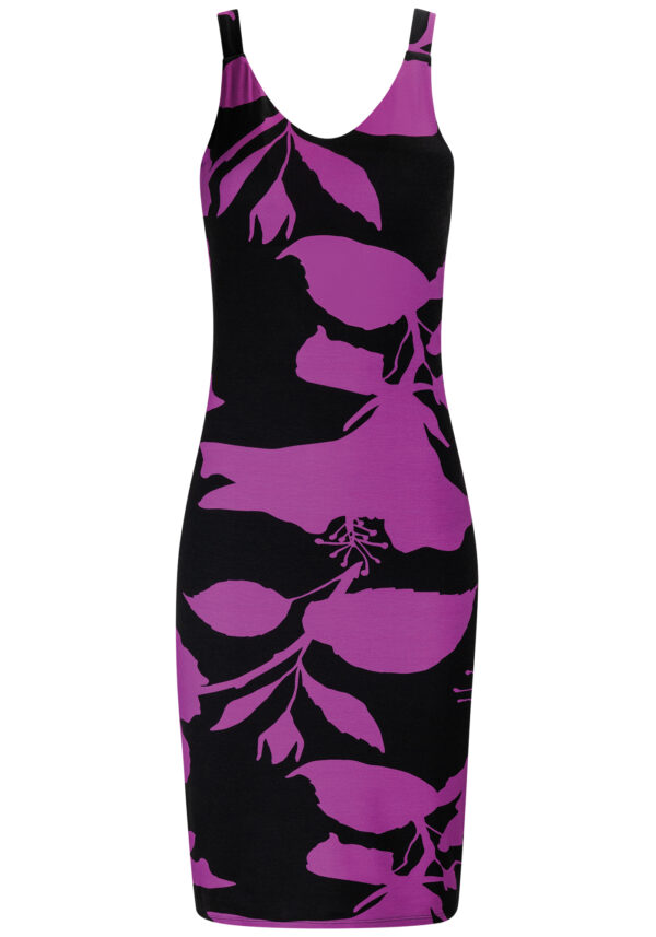 Vestido midi de punto estampado con escote en pico - Imagen 5