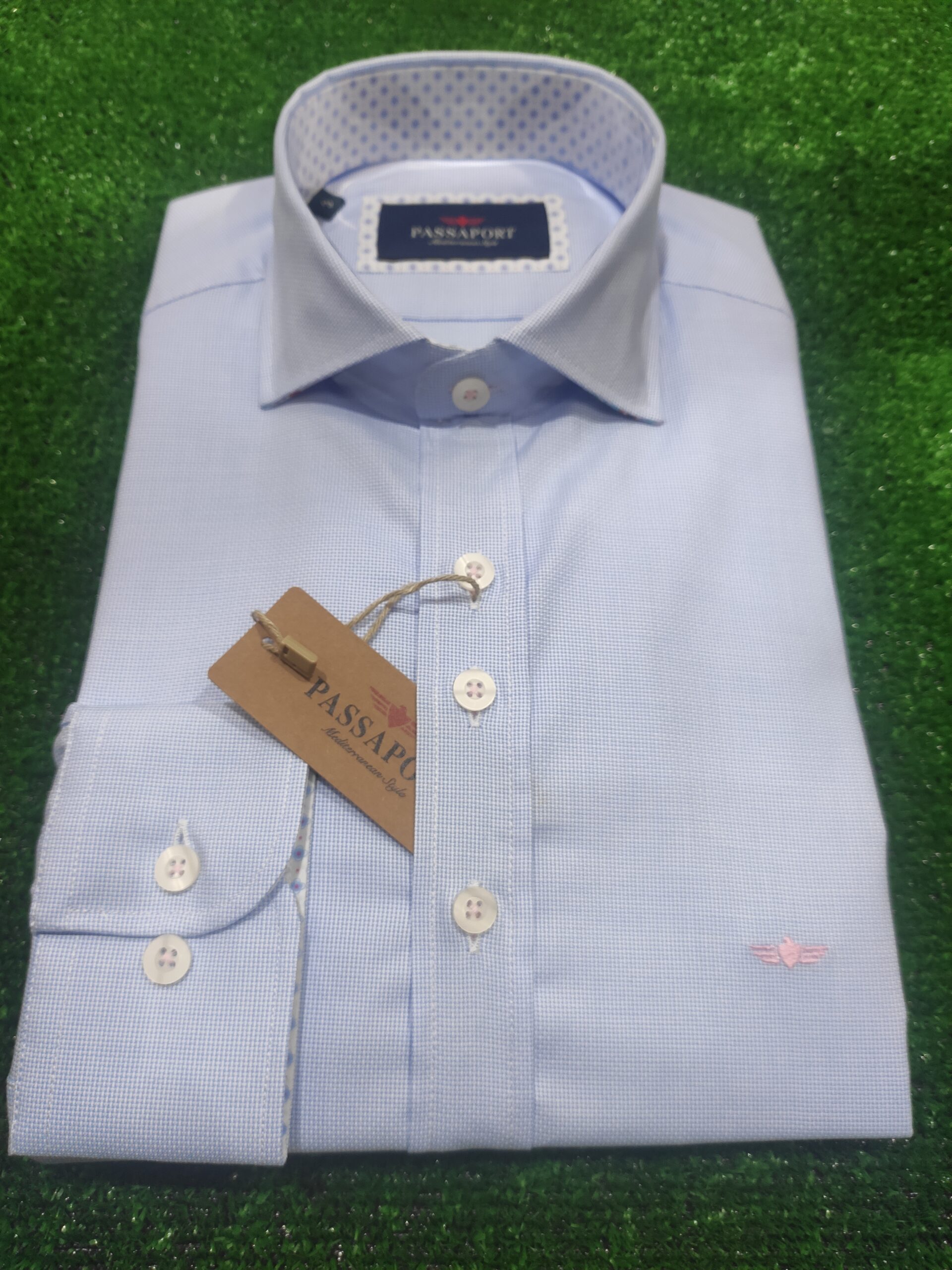 Camisa azul celeste PASSAPORT. Modelo 506 ROSA. Tallas M L XL XXL. - Imagen 2