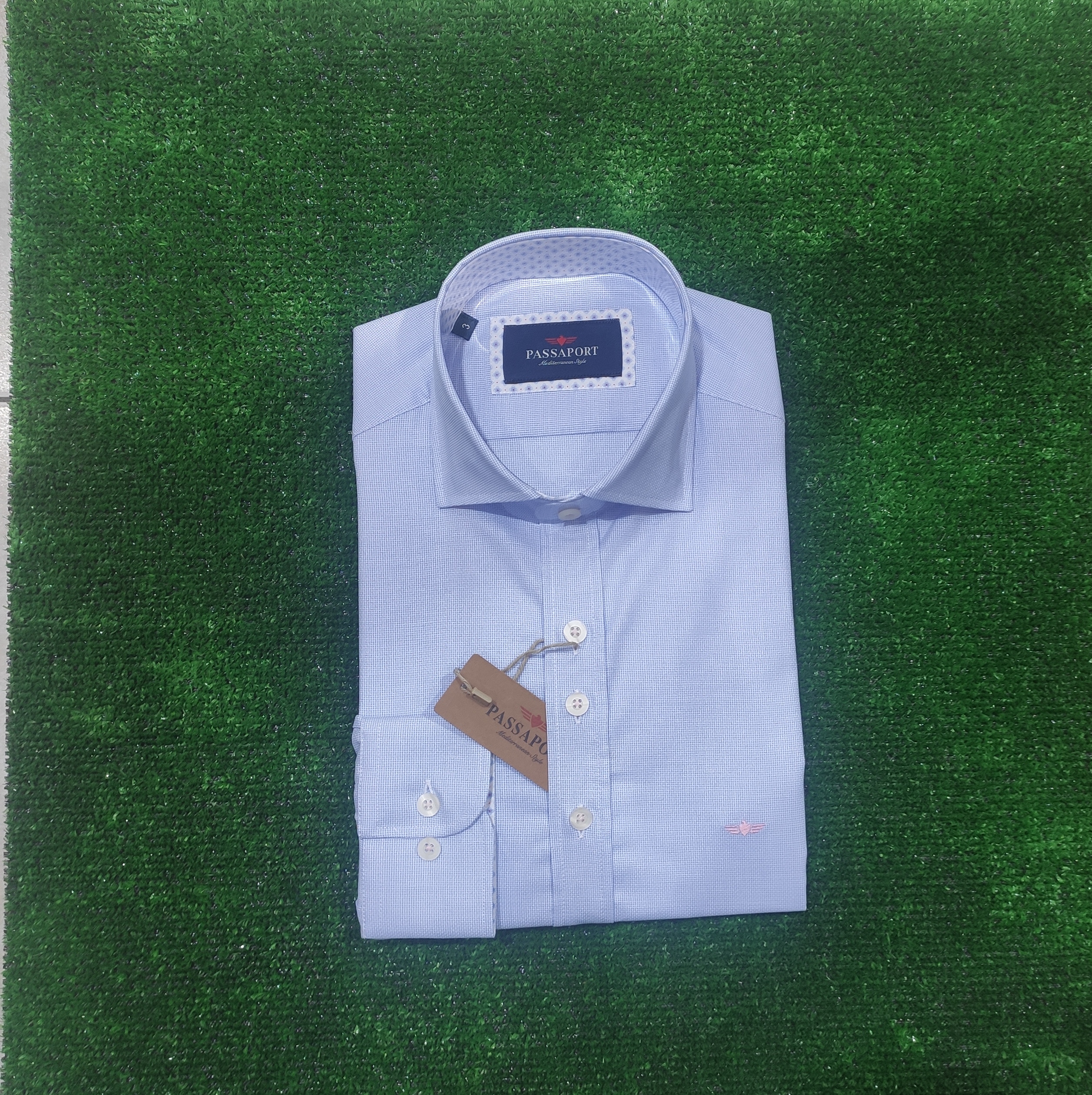 Camisa azul celeste PASSAPORT. Modelo 506 ROSA. Tallas M L XL XXL.