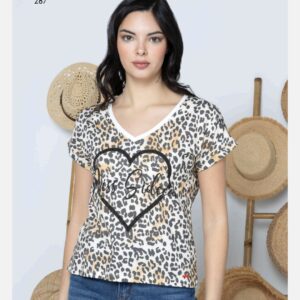 Camiseta estampada animal print MISS SIDECAR. Modelo ROCIO. Tallas S M L XL XXL.