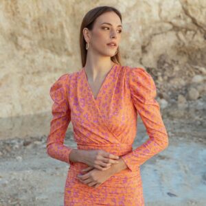 Vestido CAYRO WOMAN. Modelo 51022/1. Estampado anulan print. Tallas S M y XL.