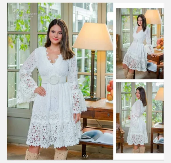 Vestido blanco con forro ENCANDILATA. Modelo 1624. Solo talla S. - Imagen 2