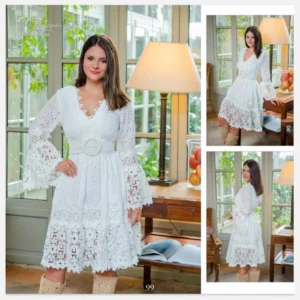 Vestido blanco con forro ENCANDILATA. Modelo 1624. Solo talla S.