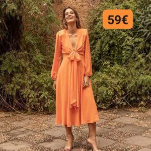 Vestido largo CAYRO WOMAN. Modelo 51185. Pisa bomba mango. Solo talla S.