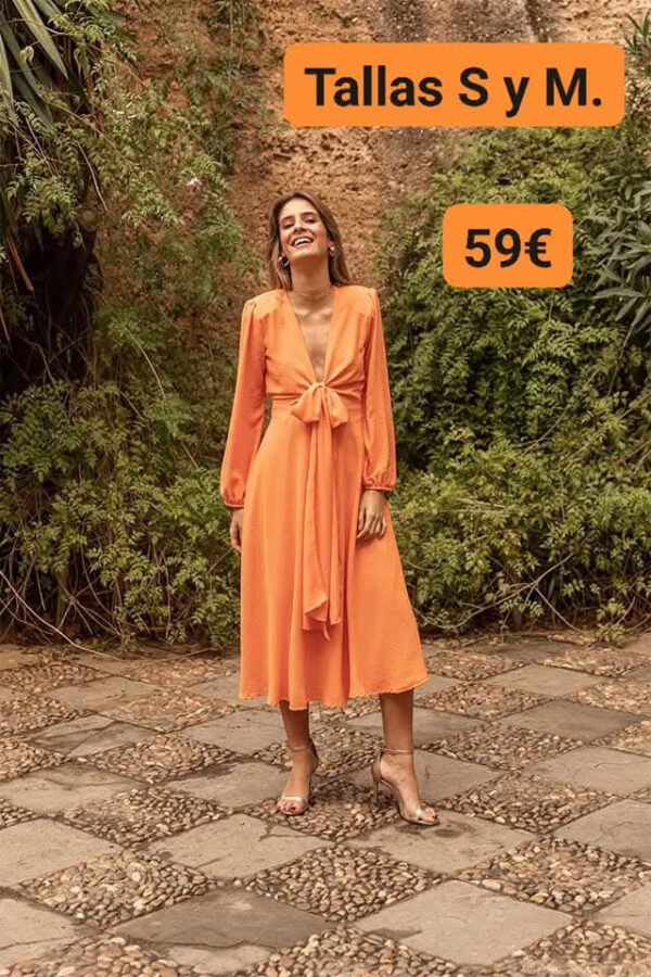 Vestido largo CAYRO WOMAN. Modelo 51185. Pisa bomba mango. Solo talla S.