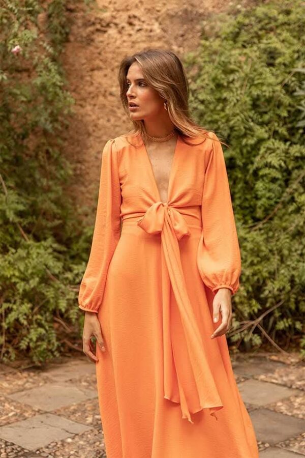 Vestido largo CAYRO WOMAN. Modelo 51185. Pisa bomba mango. Solo talla S. - Imagen 3