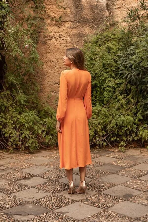 Vestido largo CAYRO WOMAN. Modelo 51185. Pisa bomba mango. Solo talla S. - Imagen 5