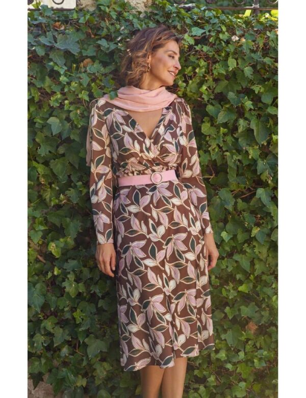 Vestido midi de manga larga LAMUSA. Modelo GAYA. Talla 46.