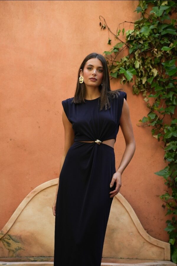 Vestido azul marino CAYRO WOMAN. Modelo 51624. Vestido Nuvia punto hebilla. Tallas S M y L. - Imagen 2