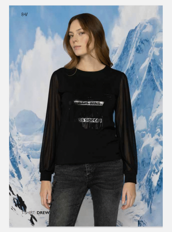 Camiseta con mangas de transparencia MISS SIDECAR. Modelo DREW. Tallas M L XL XXL. - Imagen 2