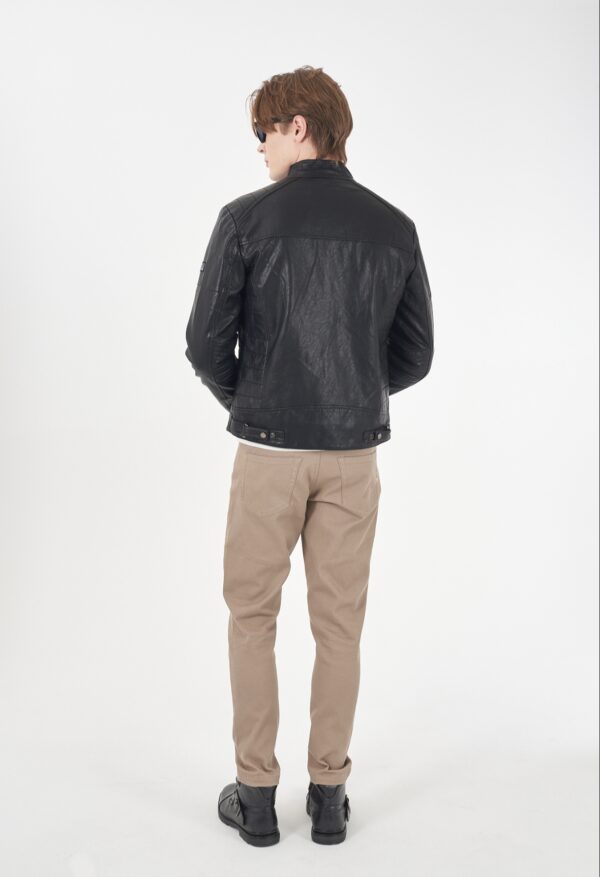 Chaqueta tipo motero ecopiel YES ZEE. Modelo J829/GK00/0801 Negro. Tallas M L XL XXL 3Xl. - Imagen 4