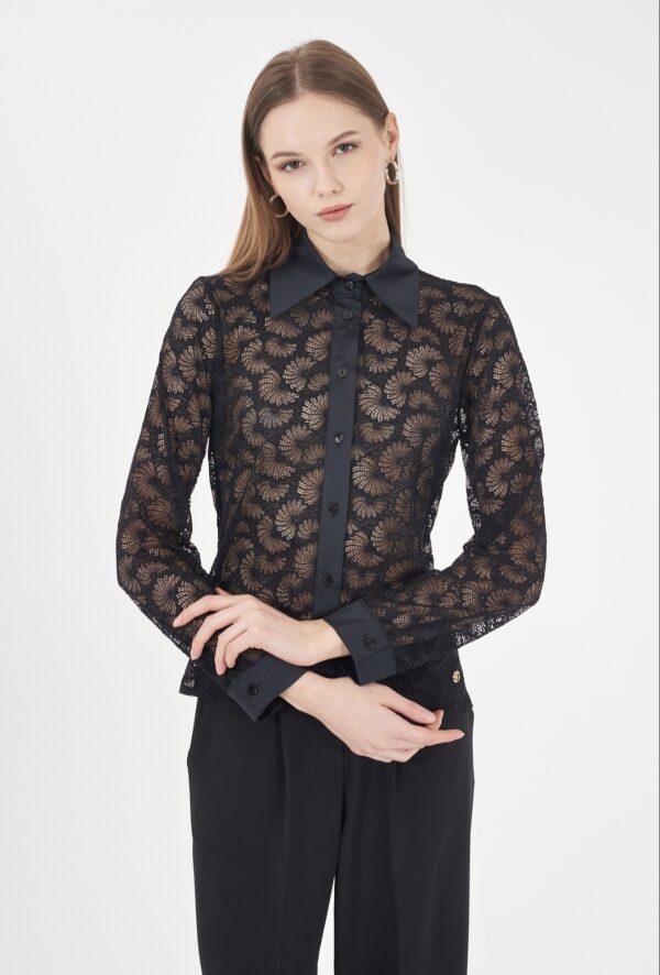 Blusa con transparencia YES ZEE. Modelo C023/D800/0801. Tallas S M L XL