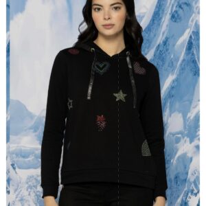 Sudadera con capucha y detalles de brillo MISS SIDECAR. Modelo PASTORA. Tallas S M y L.