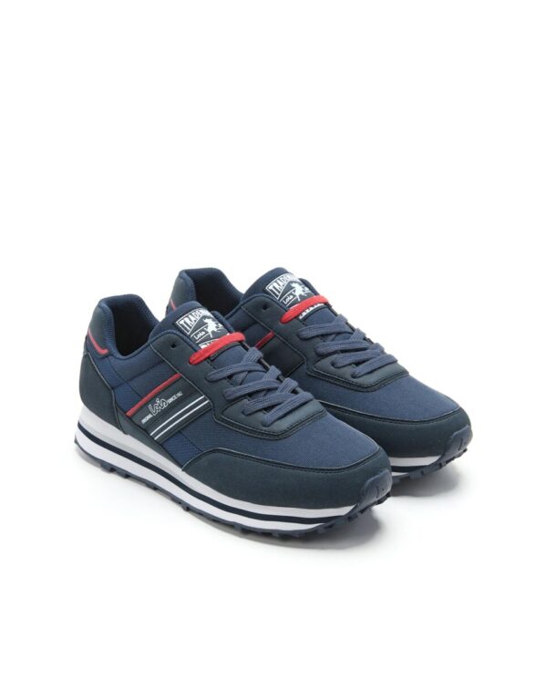 Zapatillas de hombre con cierre de cordones y logo lateral Lois. Modelo 64403 Índigo 066. Números 40 41 42 43 44 45.