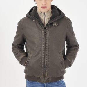 Cazadora ecopiel con chaleco y capucha de birreguillo desmontable YES ZEE. Modelo J825/B800/0276. Tallas M L XL XXL.