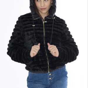 Chaqueta de pelo con capucha acolchada YES ZEE. Modelo J012/K200/0801. Tallas S M y L.