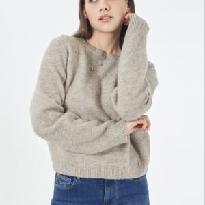 Suéter de punto con detalles de pedrería YES ZEE. Modelo M082/JZ00/0212. Tallas S M L XL.