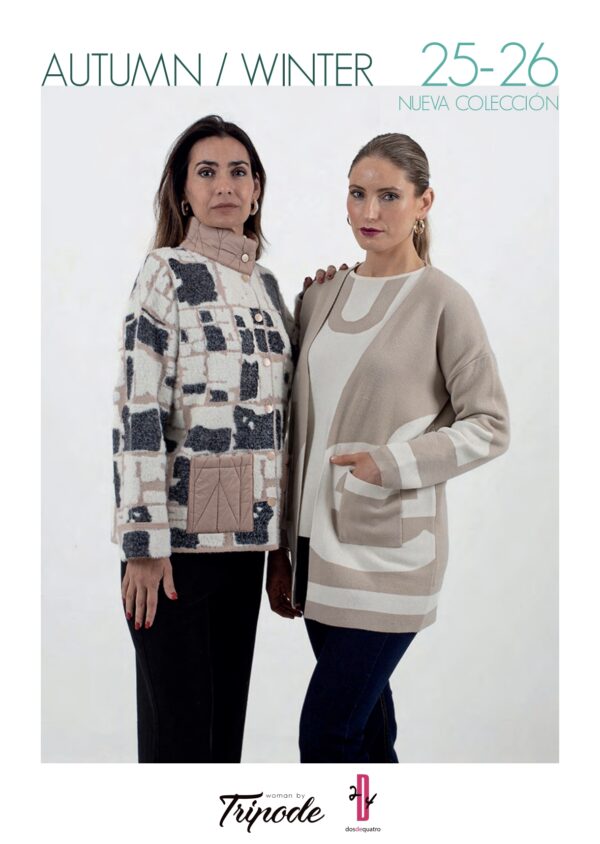 Chaqueta de punto tacto de pelo con apliques de tejido acolchado TRIPODE. Modelo 6876. Tallas M L XL. - Imagen 2