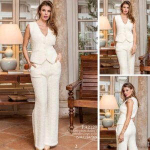 Conjunto de chaleco y pantalón en tejido de pelo ENCANDILATA. Modelo PA2120. Tallas S M L XL.