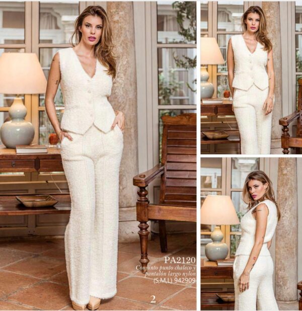 Conjunto de chaleco y pantalón en tejido de pelo ENCANDILATA. Modelo PA2120. Tallas S M L XL.