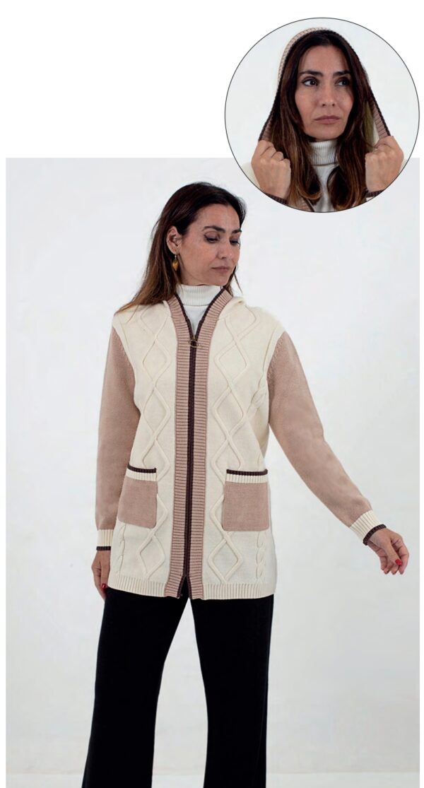 Chaqueta de punto con capucha TRIPODE. Modelo 6825. Tallas M y XL.