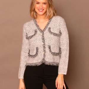 Chaqueta tipo chanel con flecos LEMAILLE. Modelo 25668. Tallas S y L.