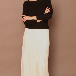 Falda de punto Midi LEMAILLE. Modelo 25710. Disponible en color crudo y negro. Tallas S M L XL.