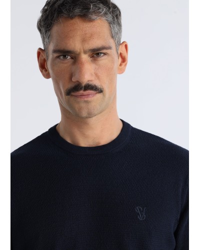 Jersey básico con cuello caja con tejido jaquard SIX VALVES. Código 140473. Tallas M L XL XXL 3XL. - Imagen 2