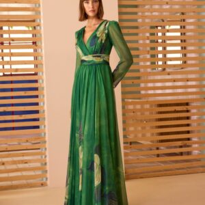 Vestido largo de fiesta CARLA RUIZ. Disponible en color AZULON. Modelo 52701. Tallas 44 y 46.