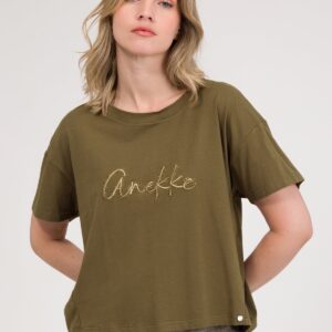 Camiseta de manga corta con logo de brillo ANEKKE. Modelo 42251-102. Talla S/M L/XL.