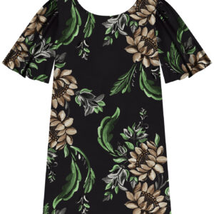 Vestido estampado LEZaLEZ. Modelo 5333E. Tallas S M y L. Disponible en color negro.