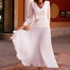 Vestido largo blanco SARA RUIZ. Modelo 38051. Talla 40 y 42.