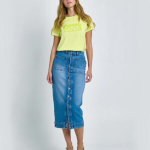 Falda Vaquera abotonada con bolsillos plastrón frontales LOIS. Código 145326. Modelo 411662757/936. Tallas 26/34 28/36 30/38 32/40 33/42 34/44.