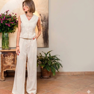 Conjunto de chaleco y pantalón bordado ENCANDILATA. Modelo PA2258. Tallas M L XL.