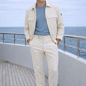 Conjunto de chaqueta y pantalón DARK&FISH. Modelo 60192/60492 White. Tallas S M L XL XXL.