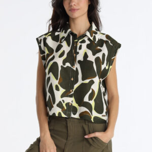 Camisa De Algodón Con Estampado Animal Print Salvaje Verde LOIS. Código 145392. Tallas S M L XL XXL.