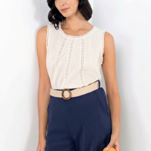 Short azul marino con cinturón MISS SIDECAR. Modelo MONICA. Tallas S M L XL XXL.