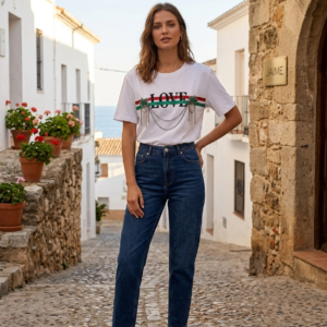 Camiseta Oversize J'AIMÈ. Modelo 17494J. Solo talla S.