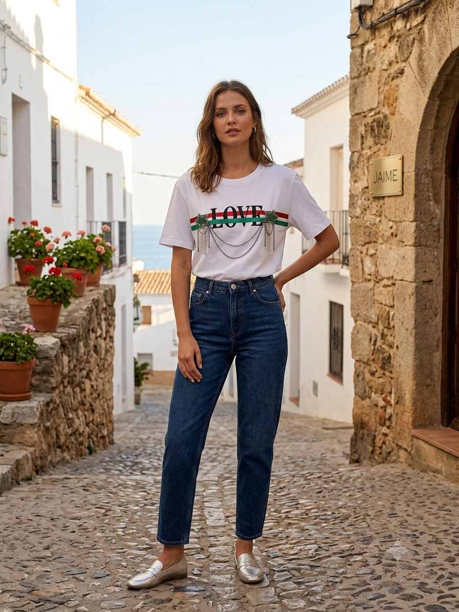 Camiseta Oversize J'AIMÈ. Modelo 17494J. Solo talla S.