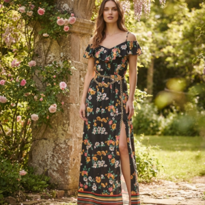 Vestido largo con corte J'AIMÈ. Modelo 12443. Tallas XS y S.