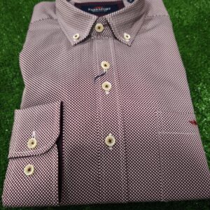 Camisa con dibujitos pequeño, bolsillo y botón cuello PASSAPORT. Modelo DENIA. Tallas 3/M 4/L 5/XL 6/XXL.
