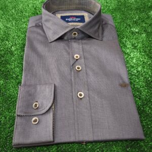 Camisa lisa con grabado marrón PASSAPORT. Modelo TERUEL. Tallas 3/M 4/L 5/L 6/XX 7/3XL.