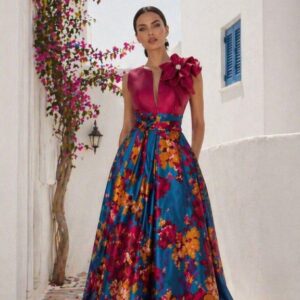 Vestido largo de fiesta NATI JIMENEZ. Modelo 900. Talla 48.