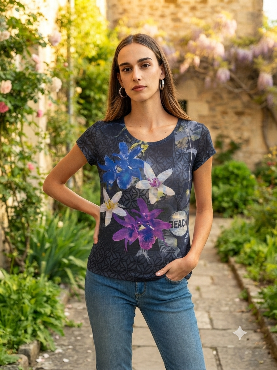 Camiseta estampada YES ZEE. Modelo T236/Y101/2004. Solo talla M.