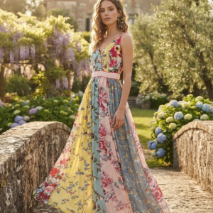 Vestido largo estampado Md'M. Modelo 67508580. Talla 42.