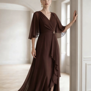 Vestido marrón JUAN MARCOS. Modelo 3081. Talla 50.