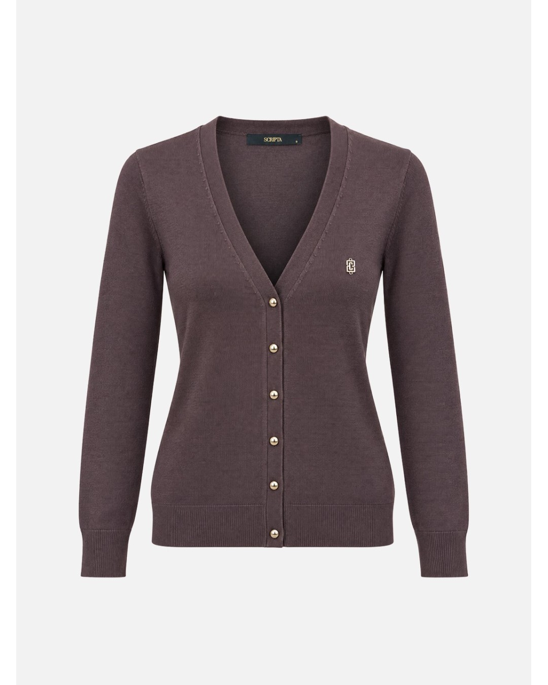 Chaqueta de punto cuello V con logo metálico SCRIPTA. Modelo 265173. Tallas M L XL. - Imagen 4