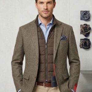 Americana con pecherin desmontable marrón ALEXANDER & CO. Modelo Monte 341 color 22. Tallas 50 52 54 56 58 60.
