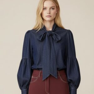 Camisa vaquera con mangas abullonadas LEMAILLE. Modelo 26912. Tallas S M L XL.