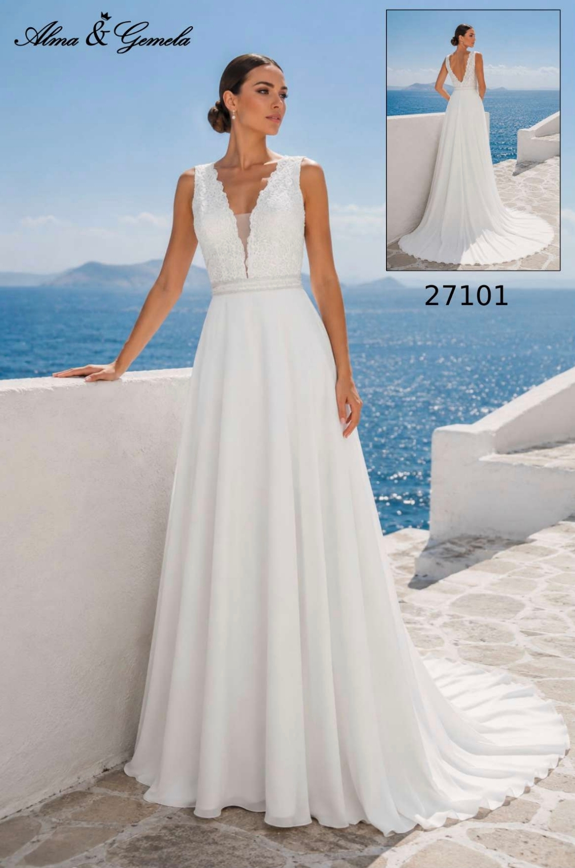 Vestido de novia ALMA & GEMELA. Modelo 27101. Tallas 40 42 44 46.